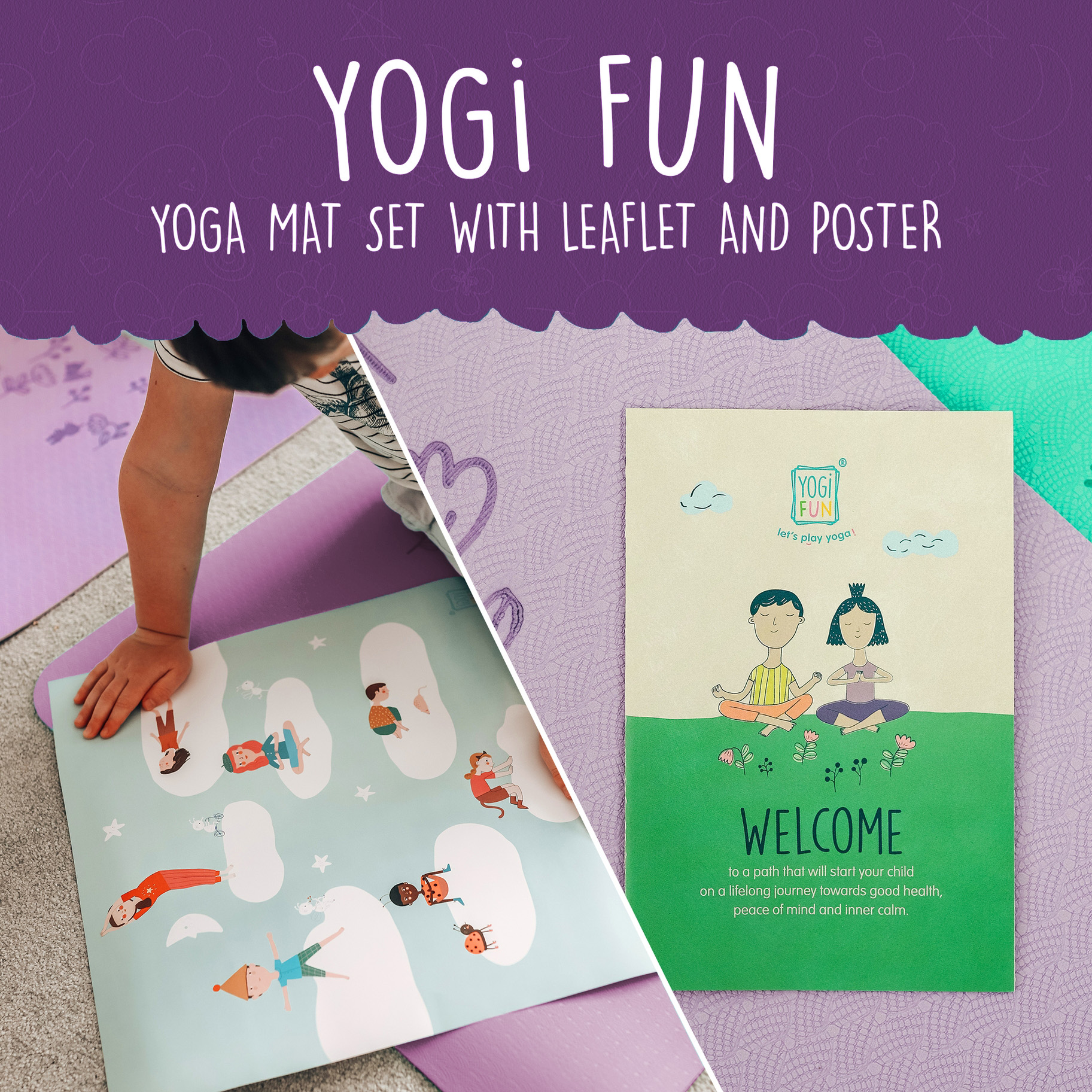 ZULY Eco Friendly Kids Yoga Mat with Free Yoga Strap, Premium Microfib